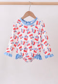 Patriotic Cherry Girls One Piece Swimmy