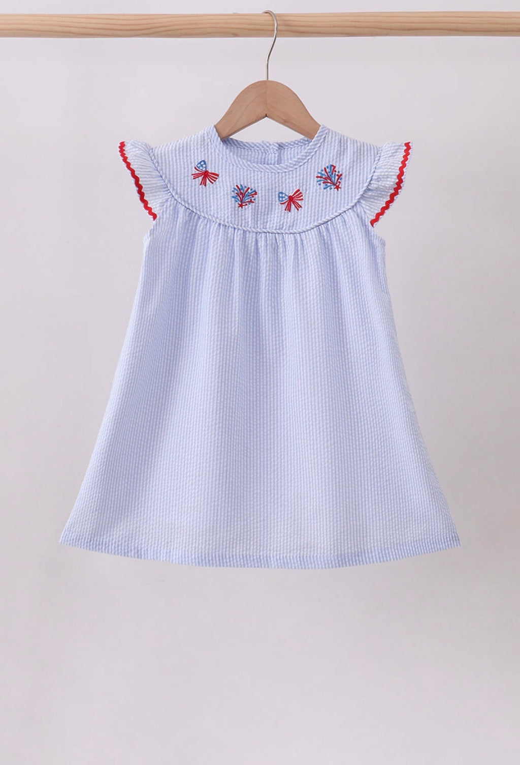 Patriotic Embroidered Ruffle Dress
