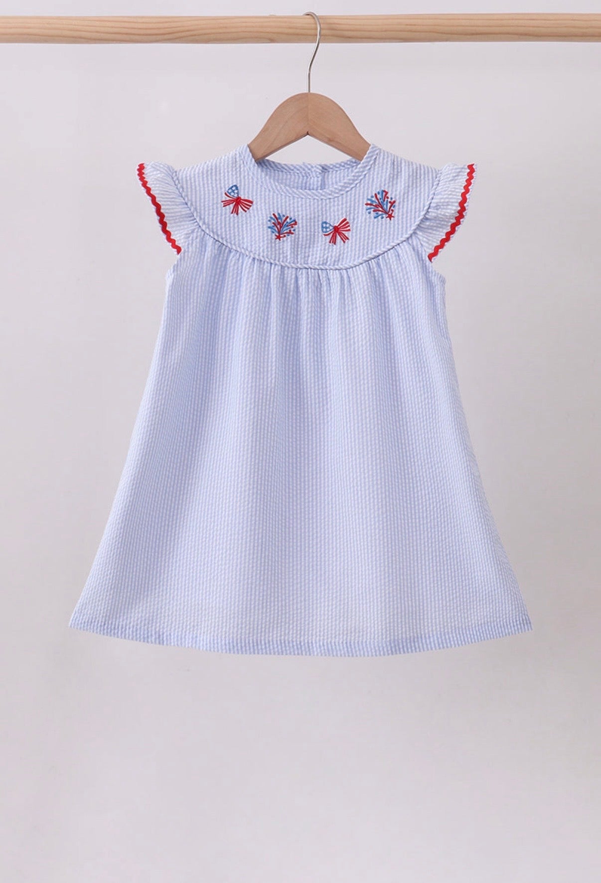 Patriotic Embroidered Ruffle Dress
