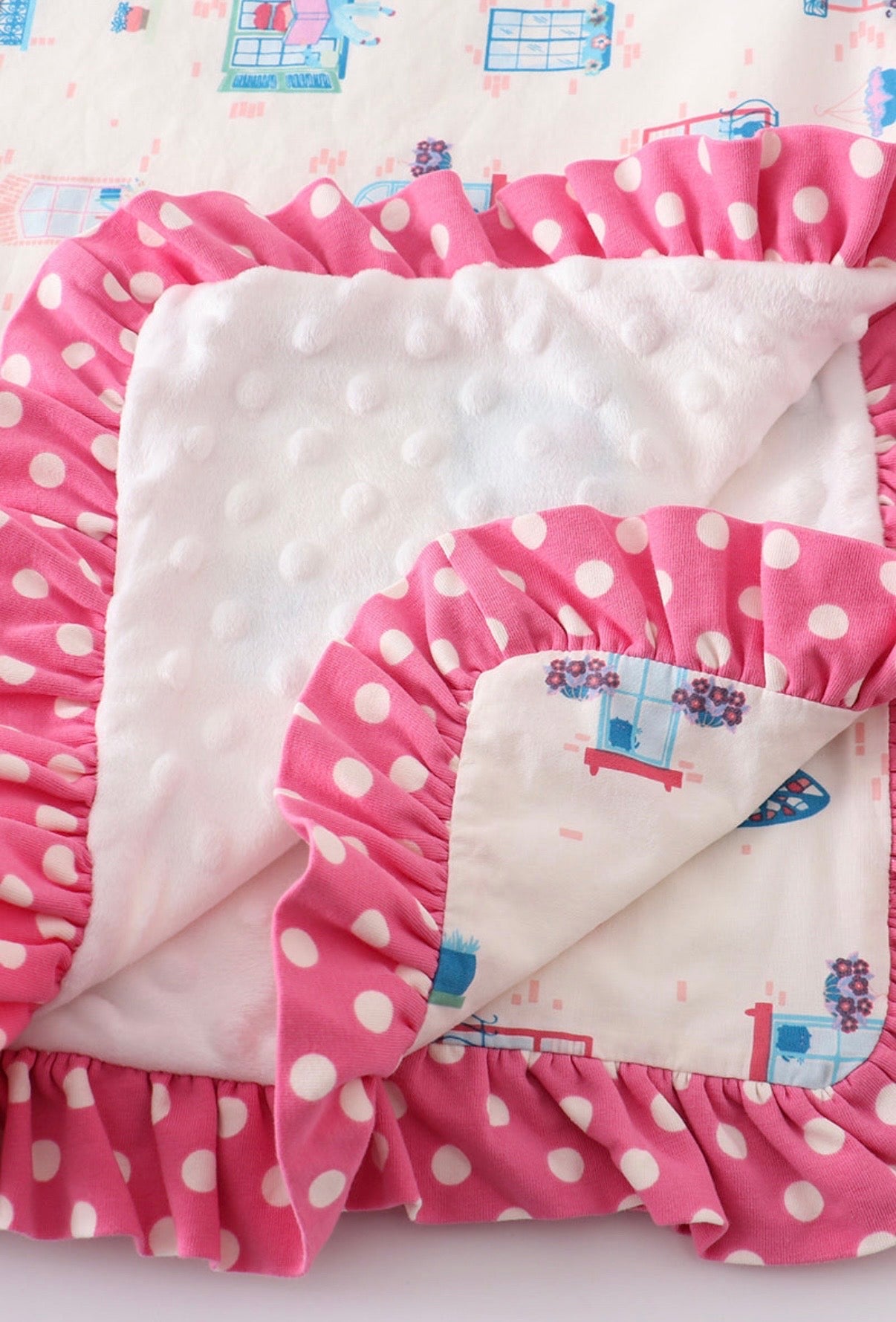 Polka Dot Ruffle Blanket
